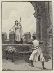 Szene aus Ivanhoe, im Royal English Opera, Rebecca trotzt dem Templer